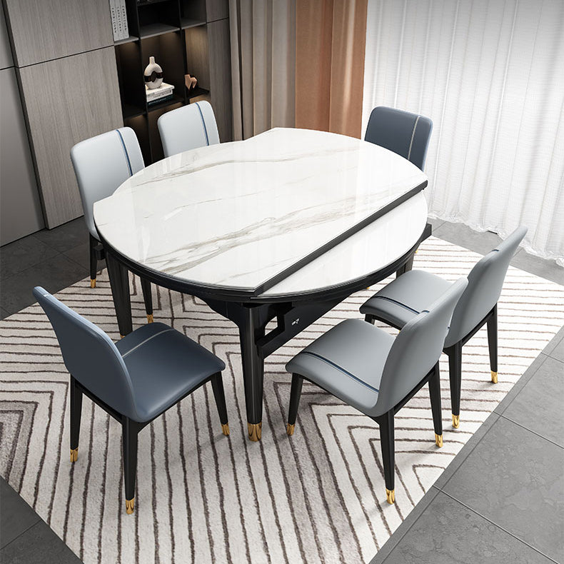 Sintered Stone Extendable Round Table for Restaurant Modern Dining Table with 4 Legs