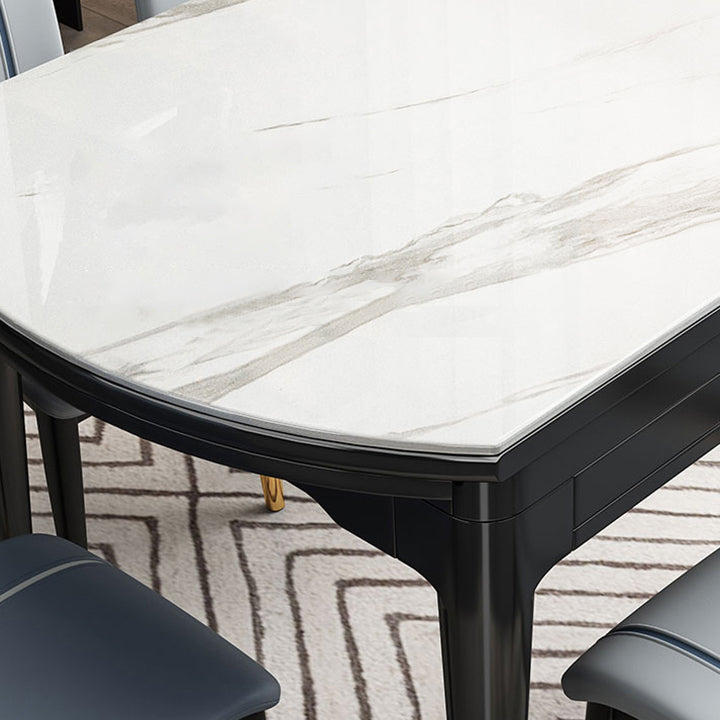 Sintered Stone Extendable Round Table for Restaurant Modern Dining Table with 4 Legs