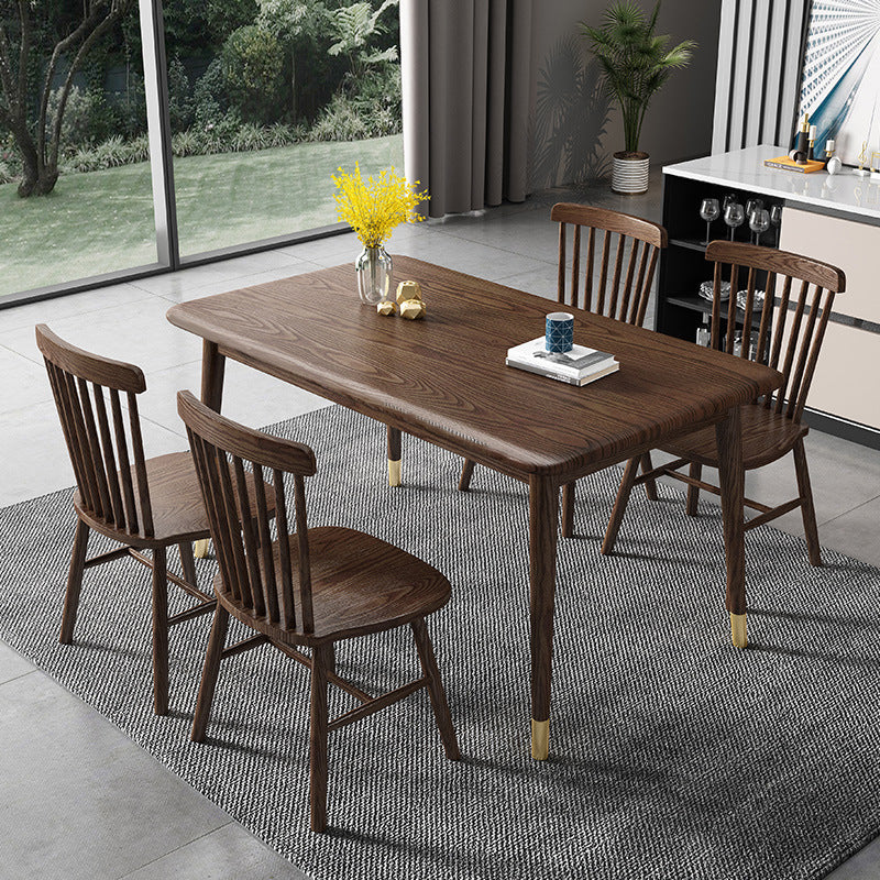 Ash Wood Dining Table Luxury Style 4 Legs Base Solid Wood Table for Dining Room