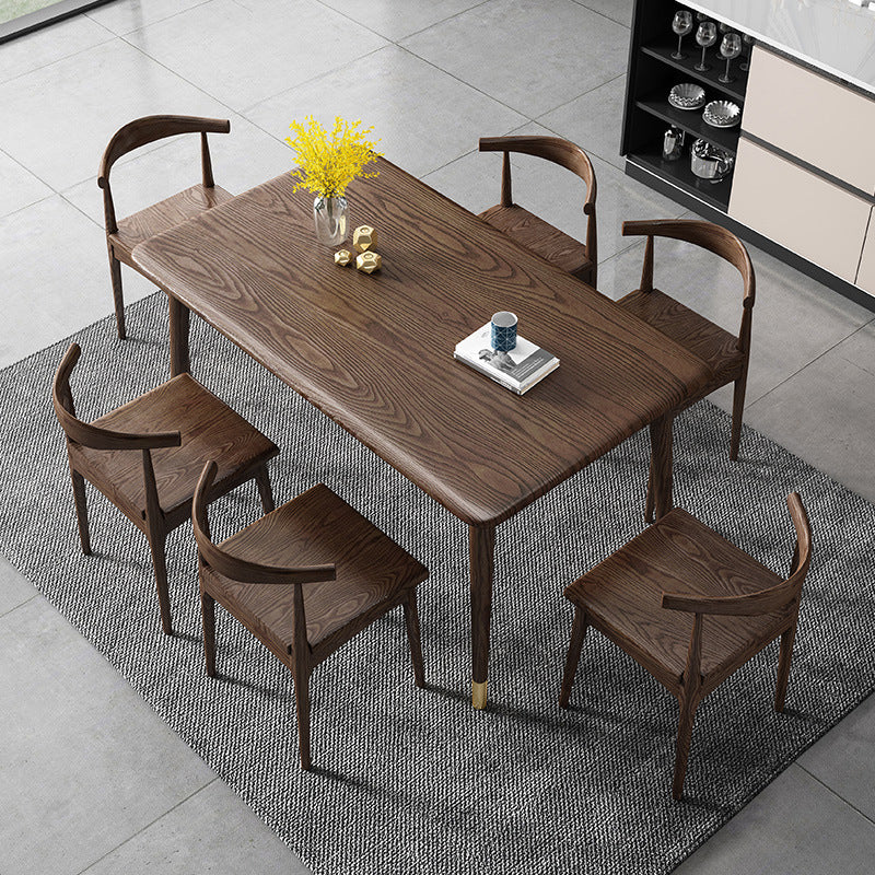 Ash Wood Dining Table Luxury Style 4 Legs Base Solid Wood Table for Dining Room