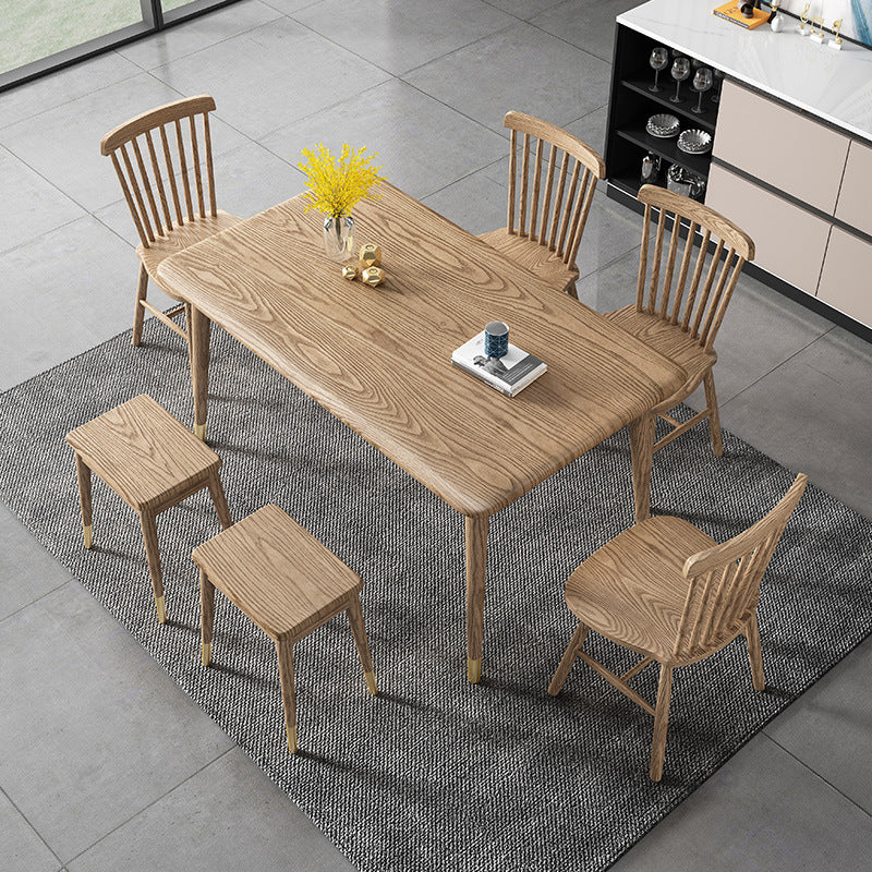 Ash Wood Dining Table Luxury Style 4 Legs Base Solid Wood Table for Dining Room