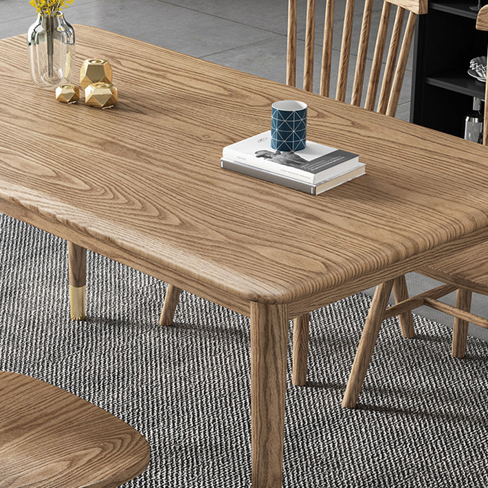 Ash Wood Dining Table Luxury Style 4 Legs Base Solid Wood Table for Dining Room