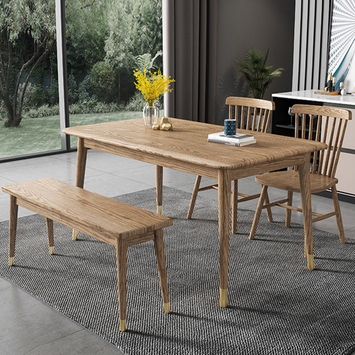 Ash Wood Dining Table Luxury Style 4 Legs Base Solid Wood Table for Dining Room