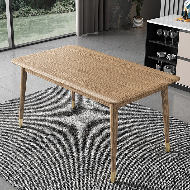Ash Wood Dining Table Luxury Style 4 Legs Base Solid Wood Table for Dining Room