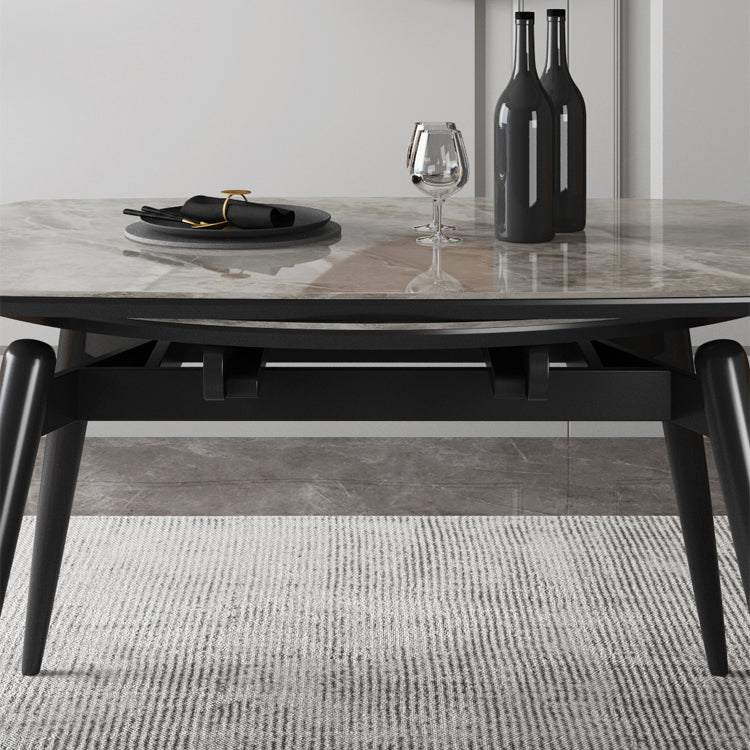 Table de cuisine ronde extensible de pierre extensible Table à manger moderne avec 4 jambes