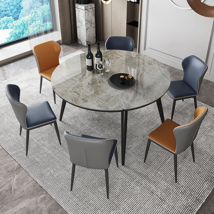 Table de cuisine ronde extensible de pierre extensible Table à manger moderne avec 4 jambes