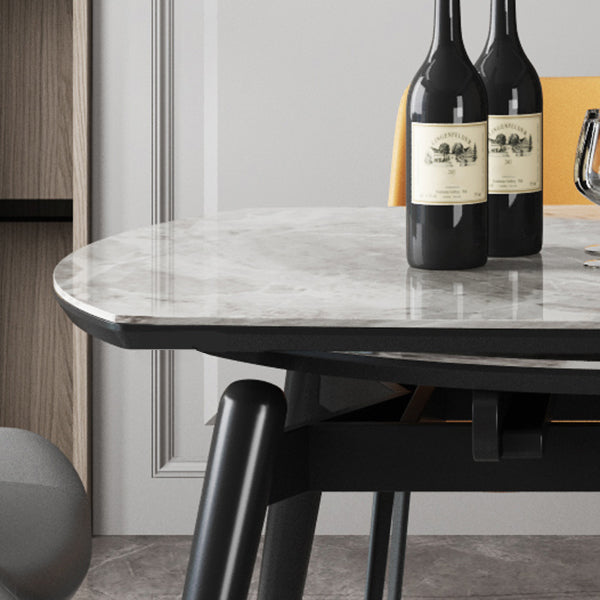 Table de cuisine ronde extensible de pierre extensible Table à manger moderne avec 4 jambes