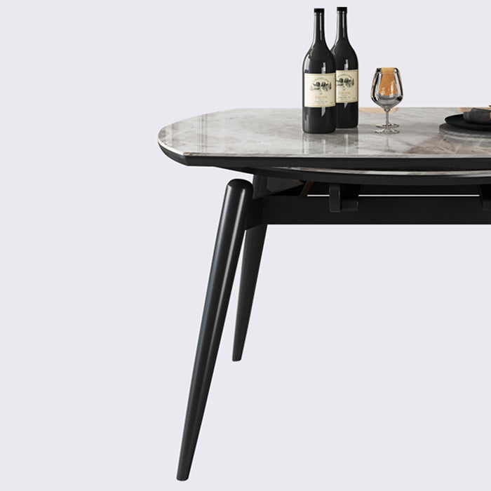 Table de cuisine ronde extensible de pierre extensible Table à manger moderne avec 4 jambes