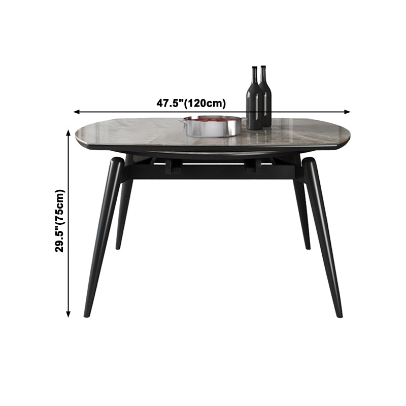 Table de cuisine ronde extensible de pierre extensible Table à manger moderne avec 4 jambes
