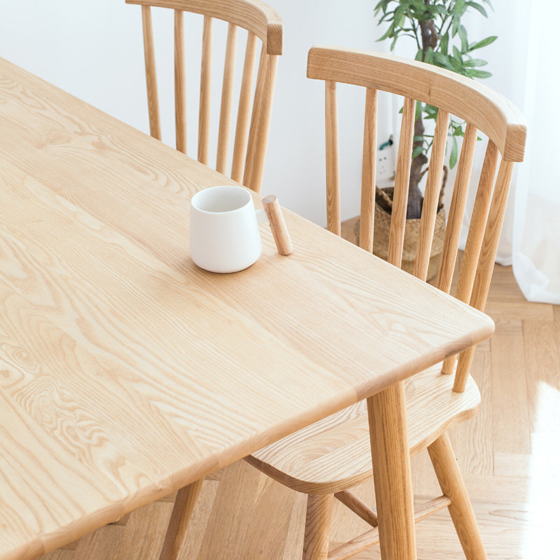Mesa de comedor de madera rectangular en la naturaleza Mesa de madera de ceniza moderna con 4 patas