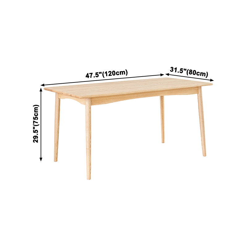 Mesa de comedor de madera rectangular en la naturaleza Mesa de madera de ceniza moderna con 4 patas