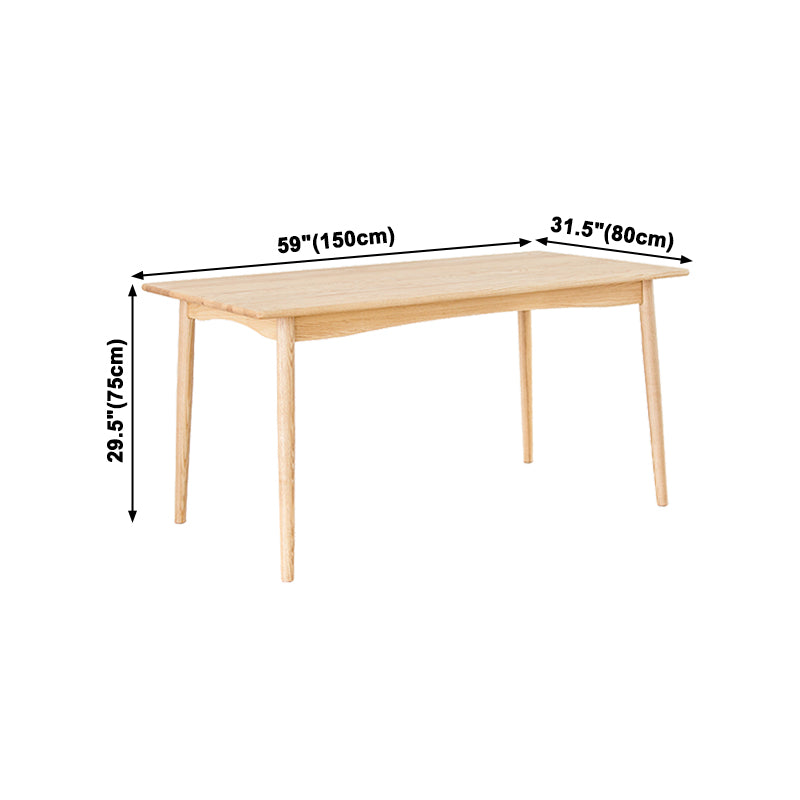 Mesa de comedor de madera rectangular en la naturaleza Mesa de madera de ceniza moderna con 4 patas