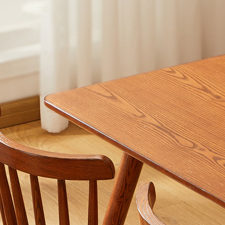 Mesa de comedor rectangular sencilla, mesa de madera maciza de roble con 4 patas para comedor