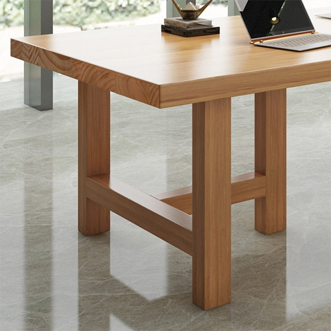 Rectangle Industrial Dining Room Table Pine Solid Wood Table with Double Pedestal