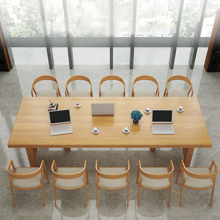 Rectangle Industrial Dining Room Table Pine Solid Wood Table with Double Pedestal