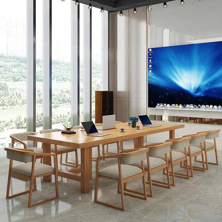 Rectangle Industrial Dining Room Table Pine Solid Wood Table with Double Pedestal