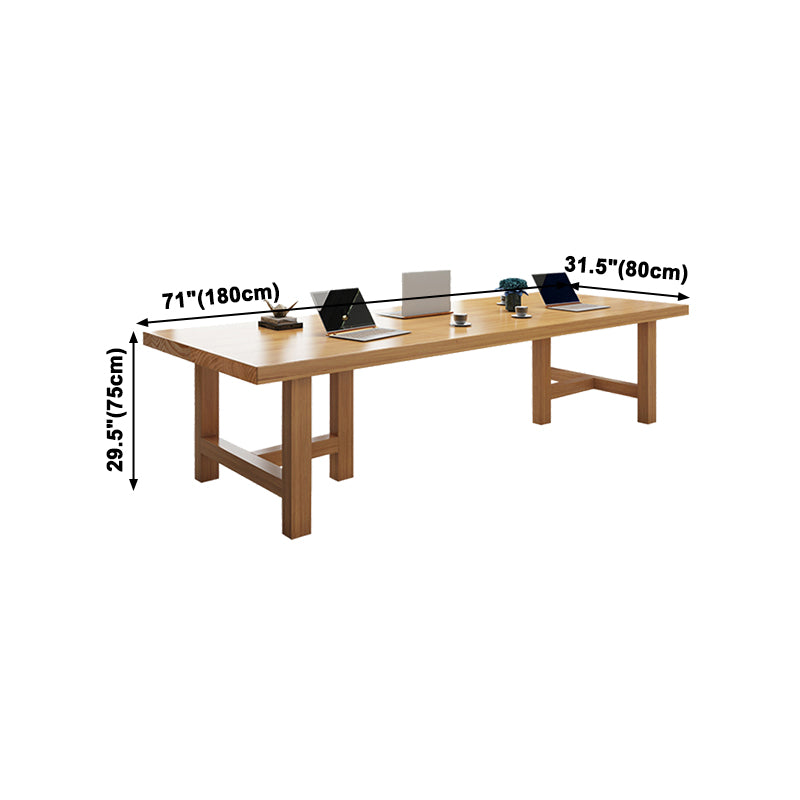 Rectangle Industrial Dining Room Table Pine Solid Wood Table with Double Pedestal