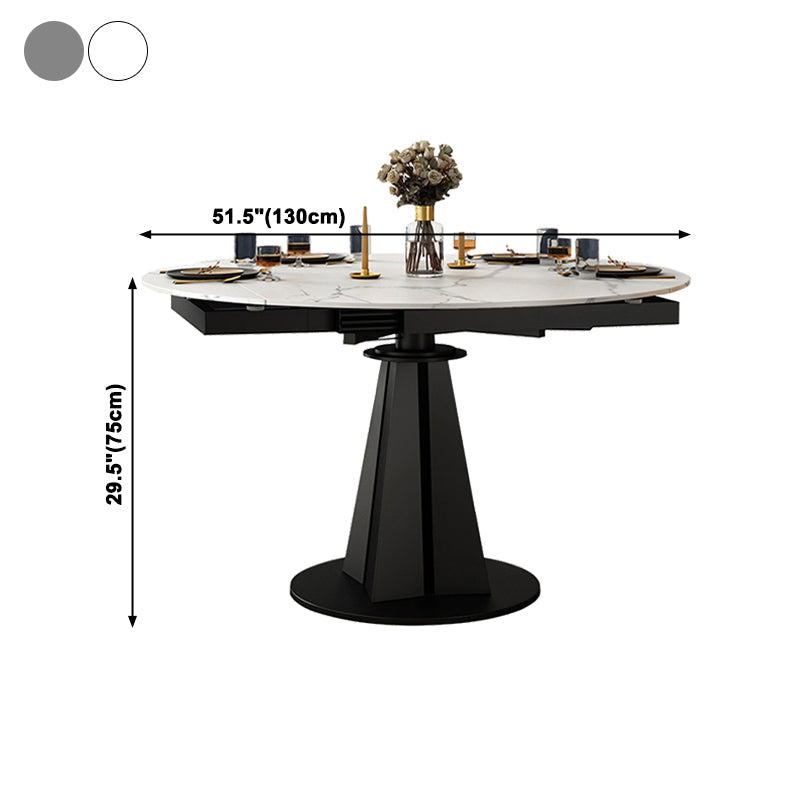 Simplicity Round Dining Table Marble Table with Black Pedestal Base