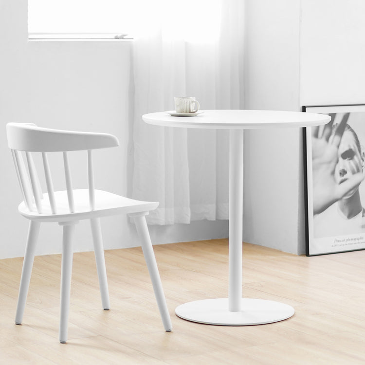 Table de salle à manger décontractée à base de tulipe ronde, table fixe quadricolore avec bois massif