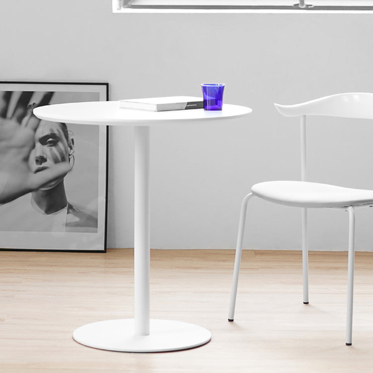 Table de salle à manger décontractée à base de tulipe ronde, table fixe quadricolore avec bois massif