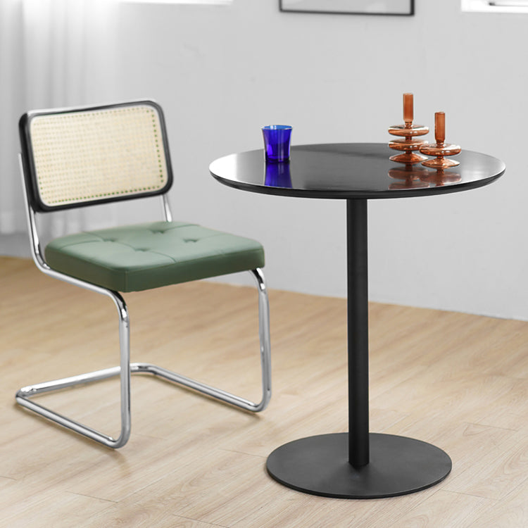 Table de salle à manger décontractée à base de tulipe ronde, table fixe quadricolore avec bois massif