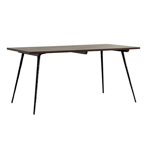 Metal Industrial Rectangle Dining Table Solid Wood Top Table with Legs