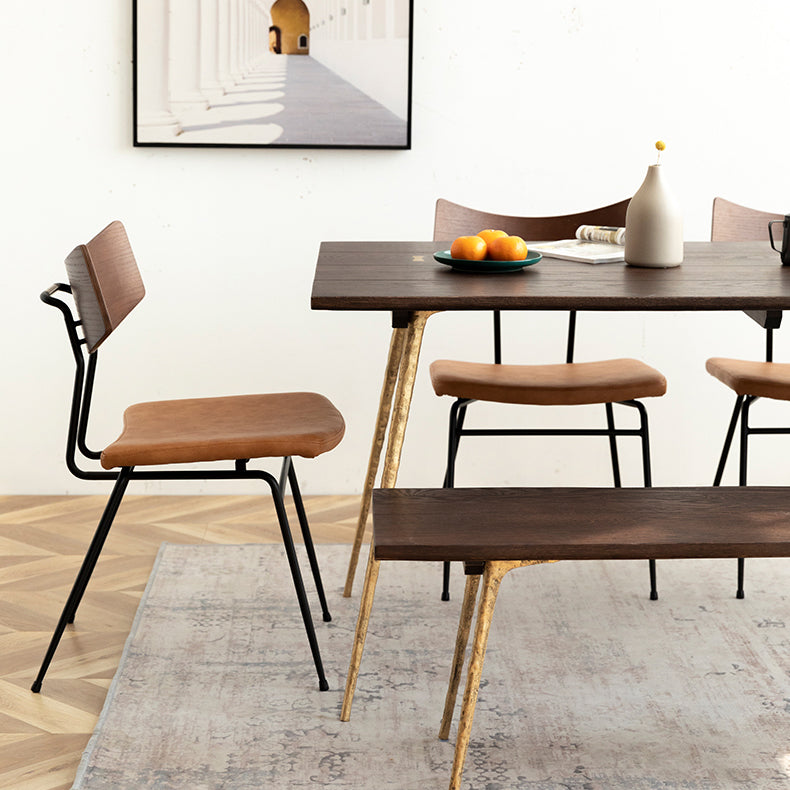 Metal Industrial Rectangle Dining Table Solid Wood Top Table with Legs