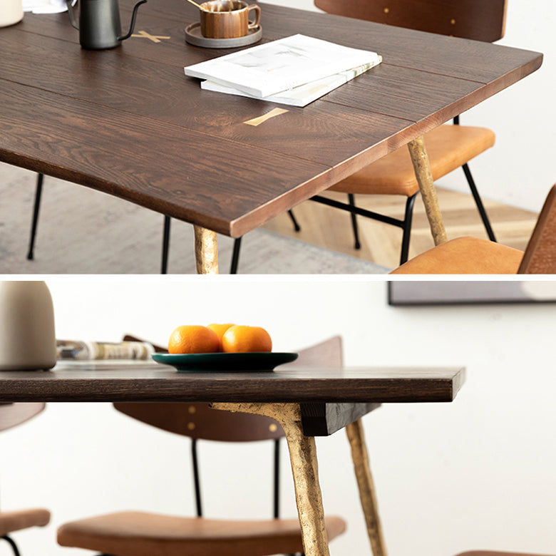 Metal Industrial Rectangle Dining Table Solid Wood Top Table with Legs