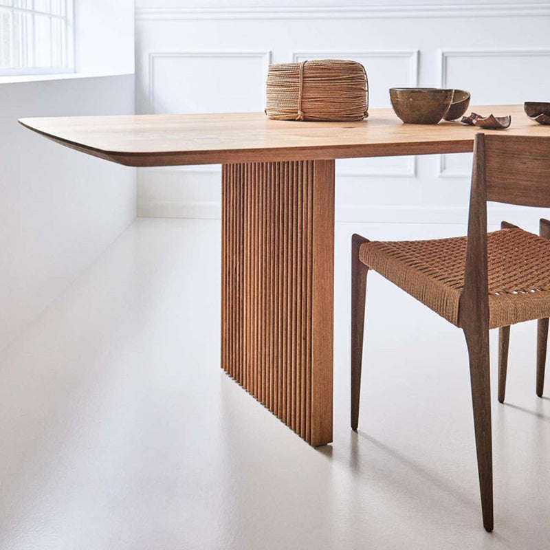 Glam Solid Kitchen Dining Table Rectangle Shape Standard Dining Table with Double Pedestal Bases
