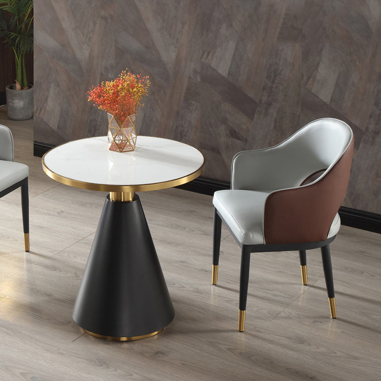 Mesa de comedor de piedra sinterizada de forma redonda, mesa con pedestal Glam para comedor