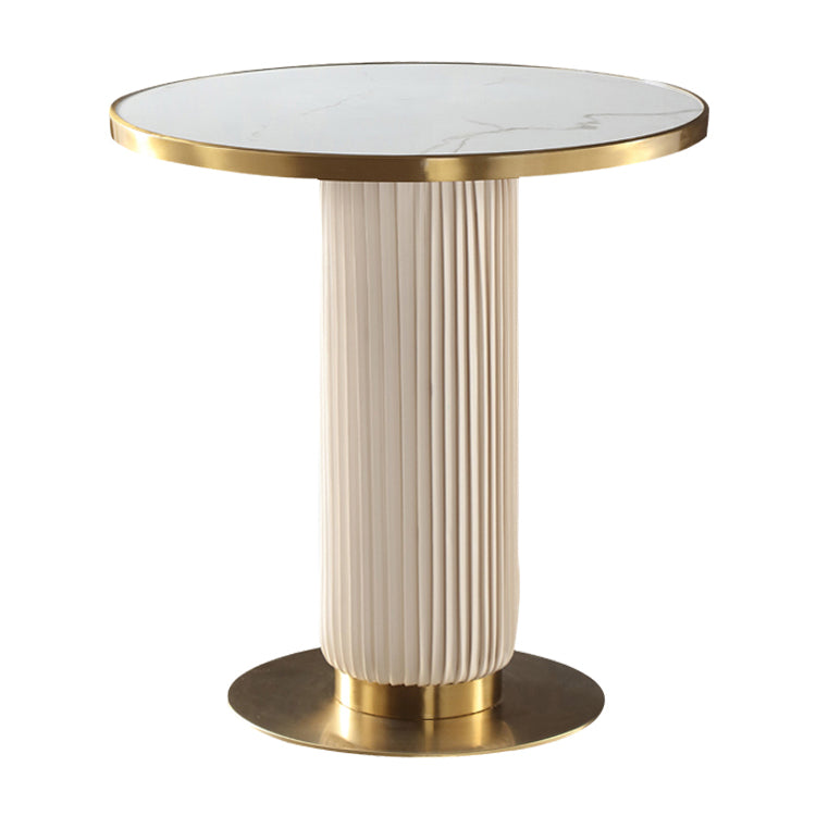 Mesa de comedor de piedra sinterizada de forma redonda, mesa con pedestal Glam para comedor