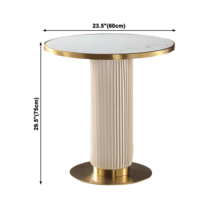 Mesa de comedor de piedra sinterizada de forma redonda, mesa con pedestal Glam para comedor