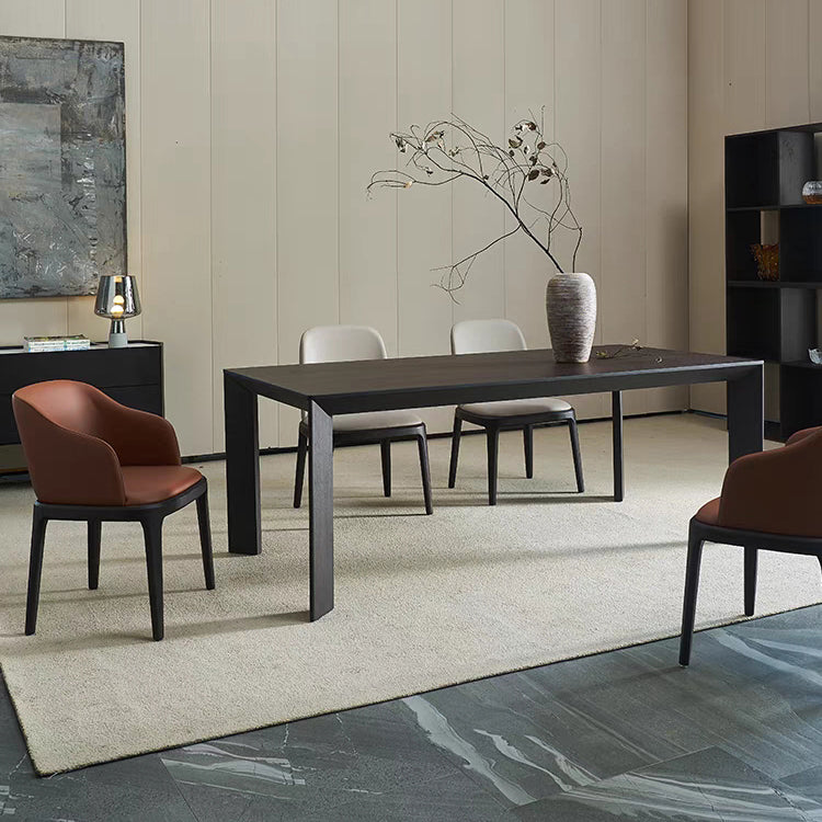 Mesa rectangular de madera maciza de pino, mesa de comedor moderna de color marrón oscuro con 4 patas para restaurante