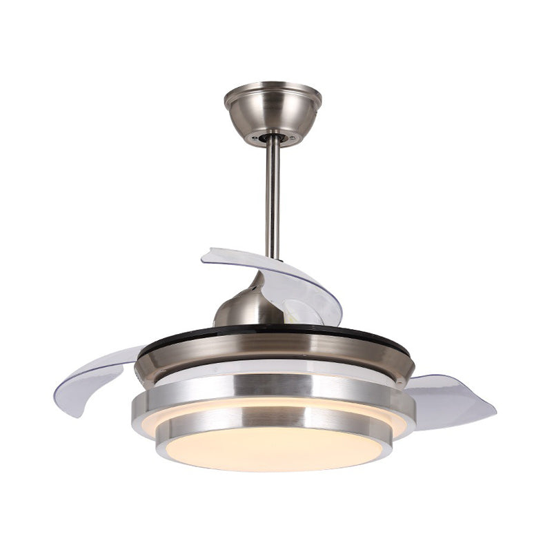 Moderner kaskadierter Kreis halb Flushman 36 "breit LED Metallic Anhänger Deckenventilator Licht in Nickel, 3 Klingen