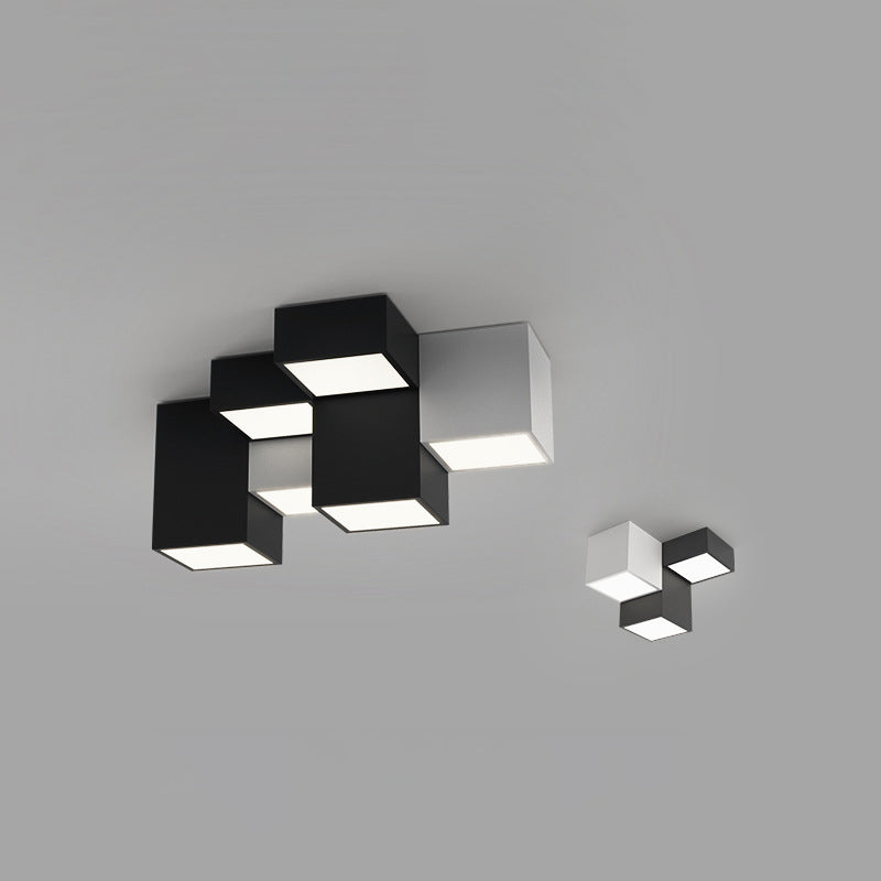 Square Shape LED Ceiling Lamp Modern Iron Flush Mount for Bedroom