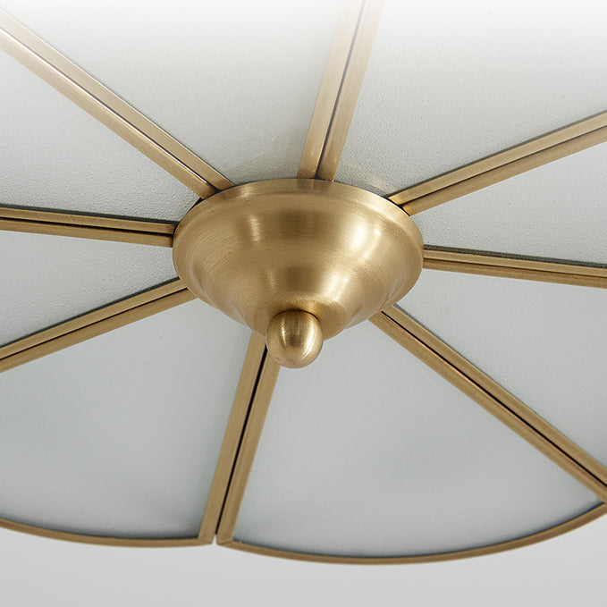 Lámpara de techo de bronce y vidrio, luz de techo de cobre de estilo colonial para dormitorio
