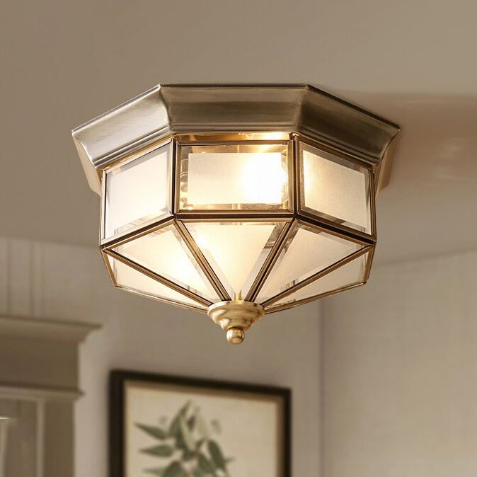 Dispositivo de fijación del techo interior de cobre de la colonia de lámparas de techo geométrico de vidrio esmerilado