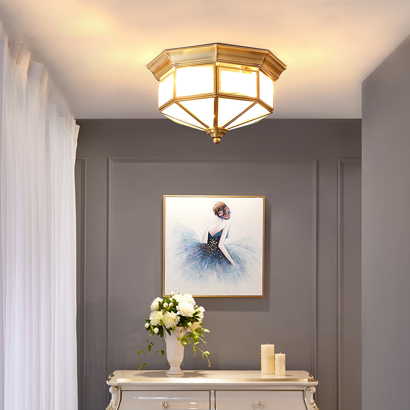 Dispositivo de fijación del techo interior de cobre de la colonia de lámparas de techo geométrico de vidrio esmerilado