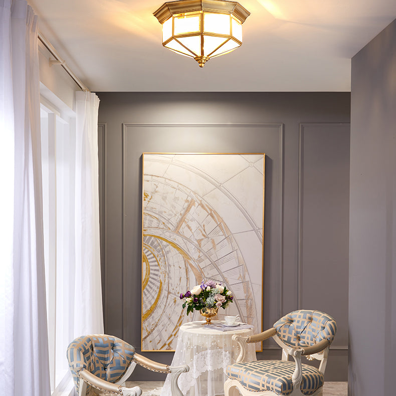 Dispositivo de fijación del techo interior de cobre de la colonia de lámparas de techo geométrico de vidrio esmerilado