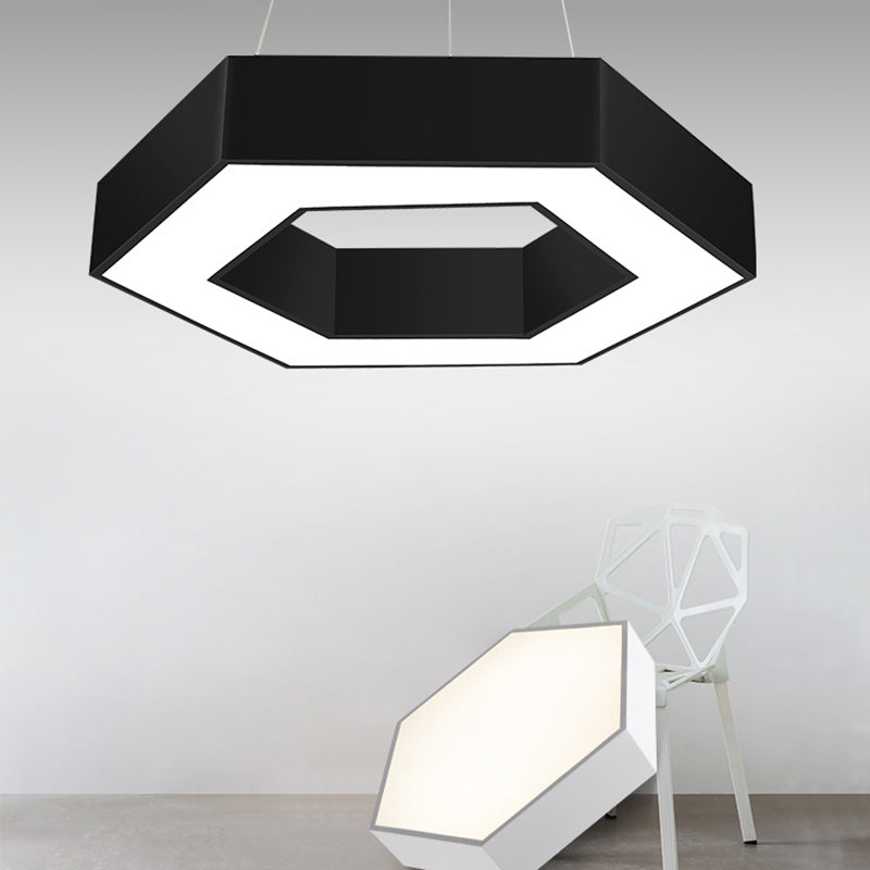 Plafonnier LED de forme hexagonale en fer moderne, 1 lumière, montage encastré pour bureau
