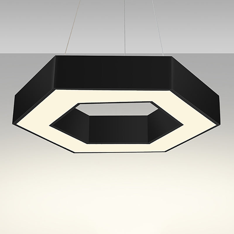 Plafonnier LED de forme hexagonale en fer moderne, 1 lumière, montage encastré pour bureau