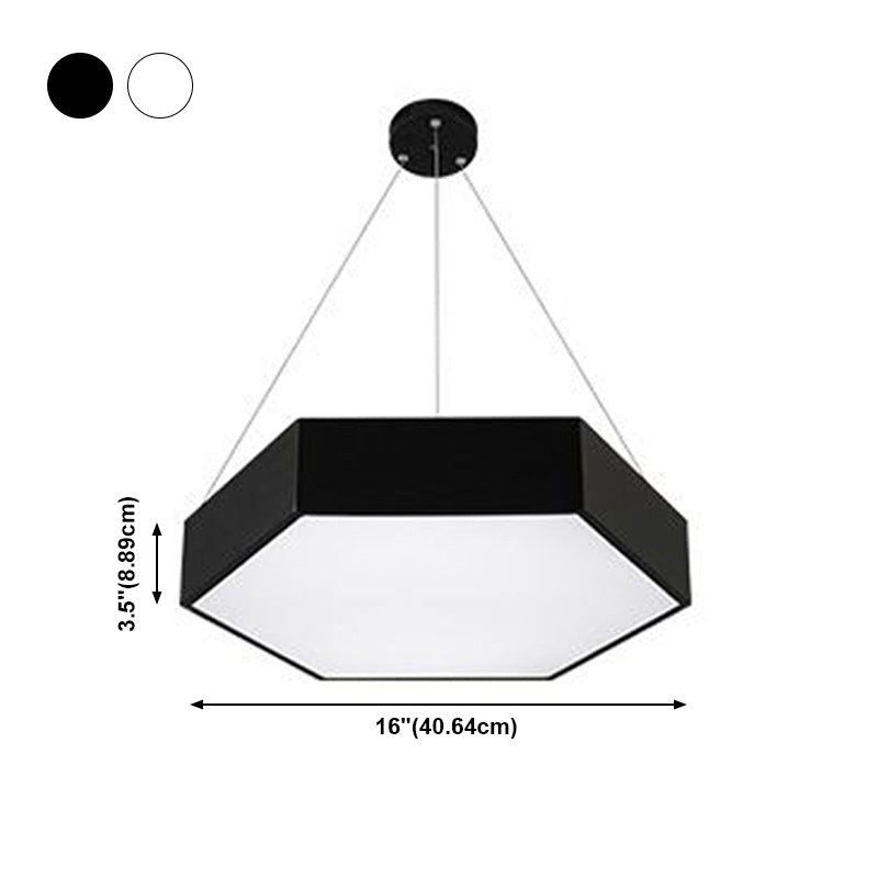 Plafonnier LED de forme hexagonale en fer moderne, 1 lumière, montage encastré pour bureau