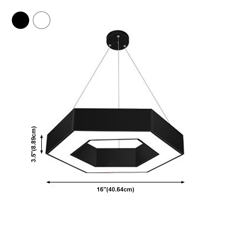 Plafonnier LED de forme hexagonale en fer moderne, 1 lumière, montage encastré pour bureau