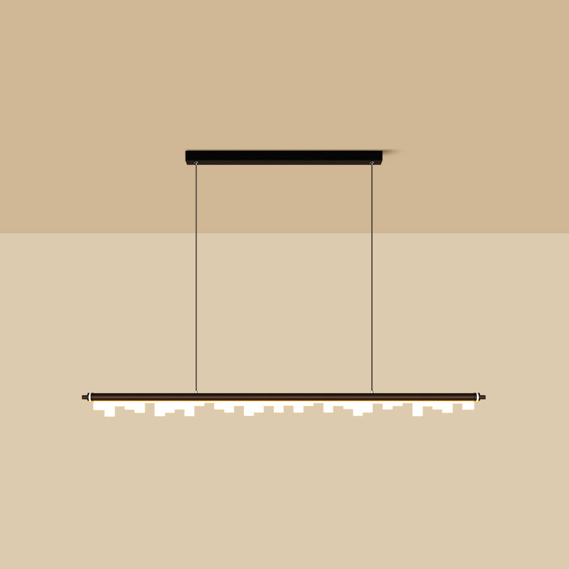 1-Light Linear Island Lights Contemporary Metal Island Ceiling Light