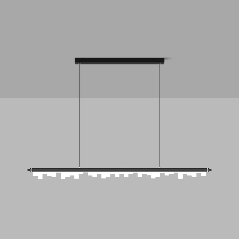 1-Light Linear Island Lights Contemporary Metal Island Ceiling Light