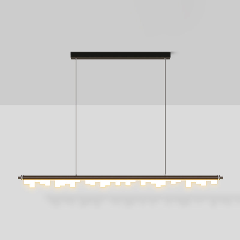 1-Light Linear Island Lights Contemporary Metal Island Ceiling Light