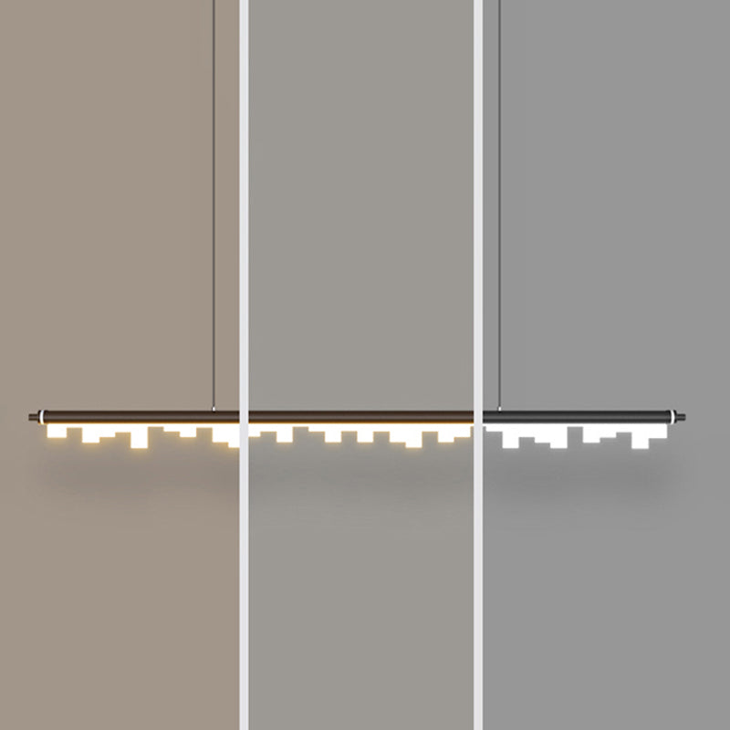 1-Light Linear Island Lights Contemporary Metal Island Ceiling Light