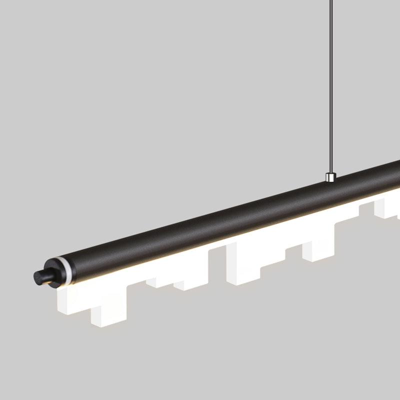 1-Light Linear Island Lights Contemporary Metal Island Ceiling Light