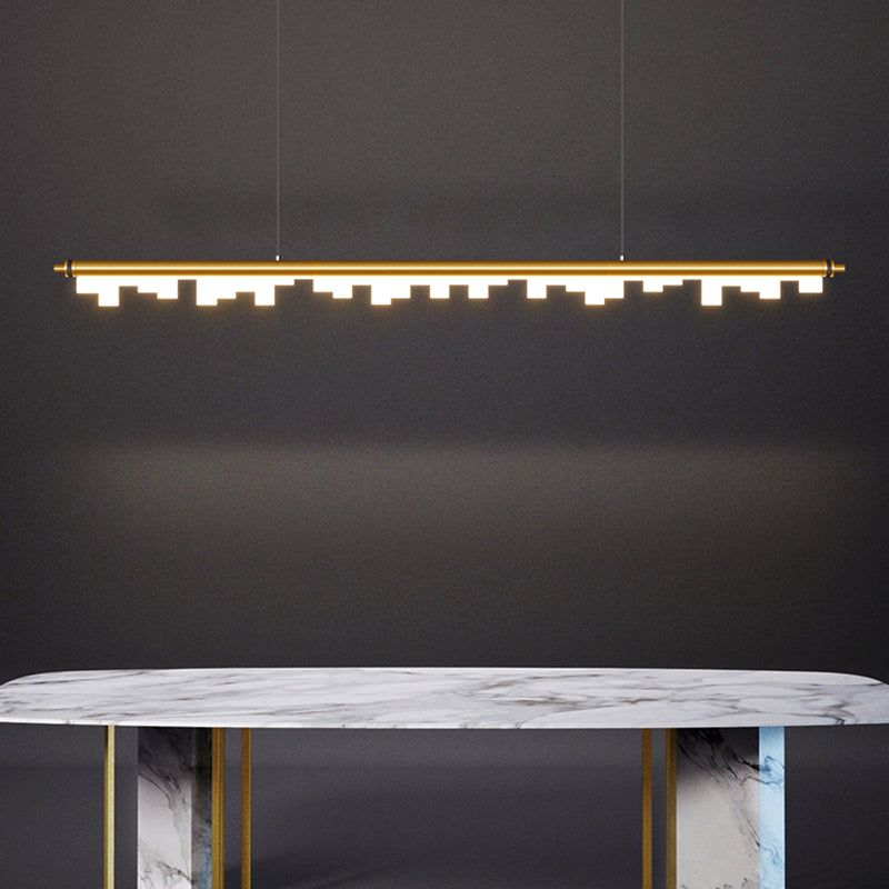 1-Light Linear Island Lights Contemporary Metal Island Ceiling Light