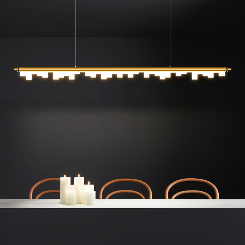 1-Light Linear Island Lights Contemporary Metal Island Ceiling Light